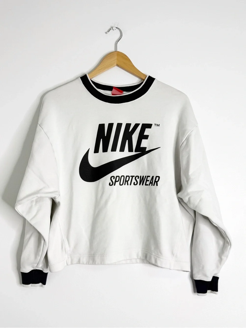 Nike Sportswear Logo Crewneck Sweatshirt White Black Size Small